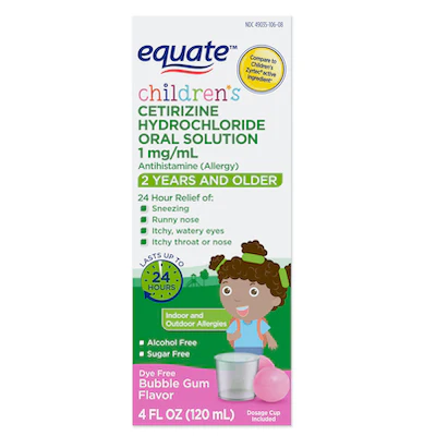 Equate childrens cetirizine (antialergico) Solución oral de clorhidrato de cetirizina para niños